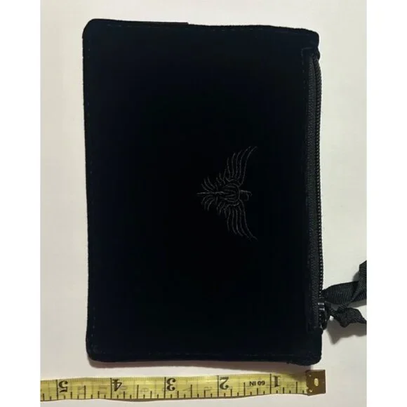 Apatchy London Small Black Velvet Coin Purse With Embroidered Logo & Zipper Clos - Picture 6 of 8